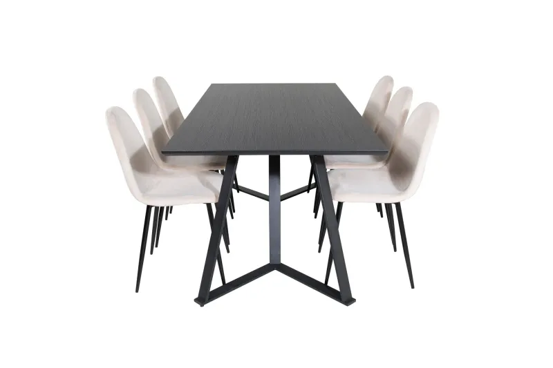 Marina Matgrupp 180 cm Rektangulär med 6 Polar stolar - Beige — Venture Home