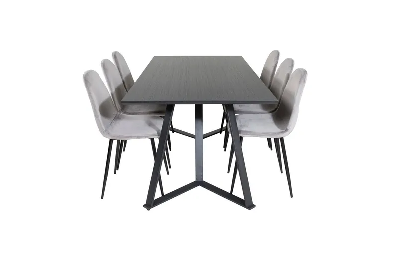 Marina Matgrupp 180 cm Rektangulär med 6 Polar stolar - Svart (Art.nr 3058794) — Venture Home