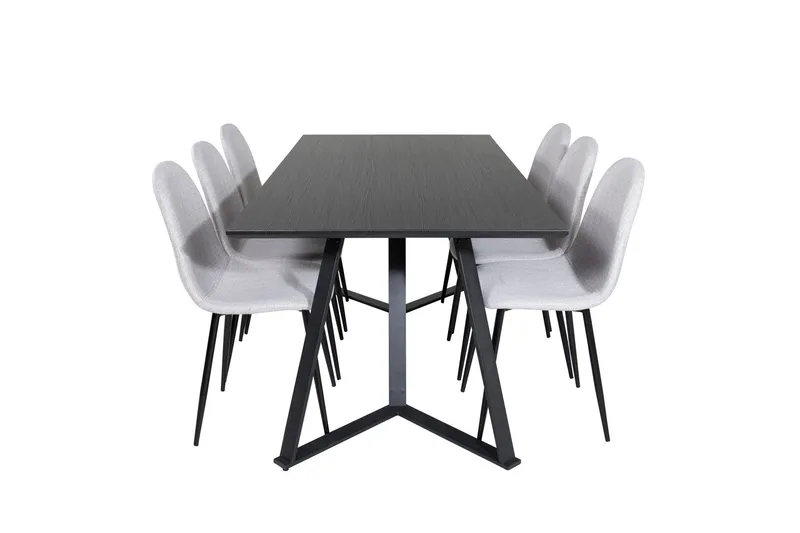 Marina Matgrupp 180 cm Rektangulär med 6 Polar stolar - Svart (Art.nr 3059018) — Venture Home
