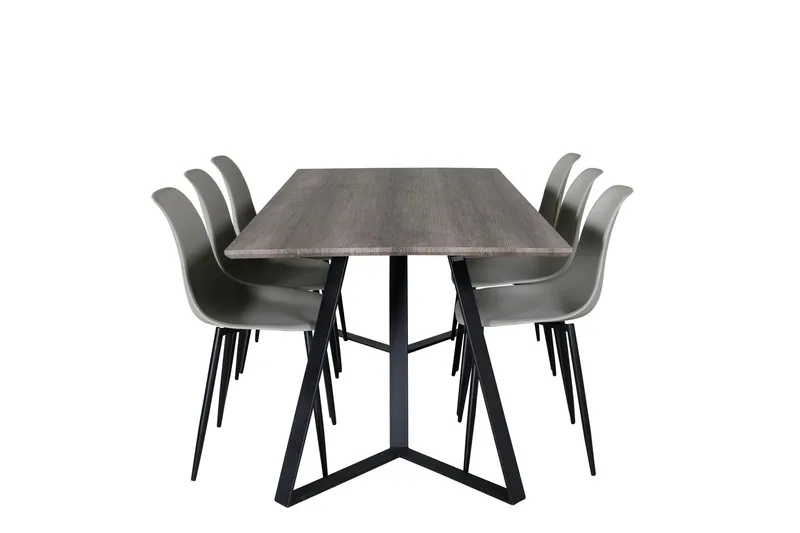 Marina Matgrupp 180 cm Rektangulär med 6 Polar stolar - Svart (Art.nr 3059020) — Venture Home