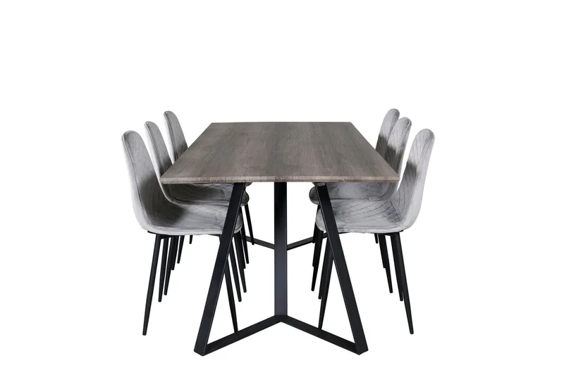 Marina Matgrupp 180 cm Rektangulär med 6 Polar stolar - Svart (Art.nr 3059157) — Venture Home