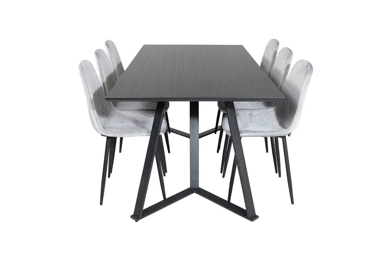 Marina Matgrupp 180 cm Rektangulär med 6 Polar stolar - Svart (Art.nr 3059161) — Venture Home