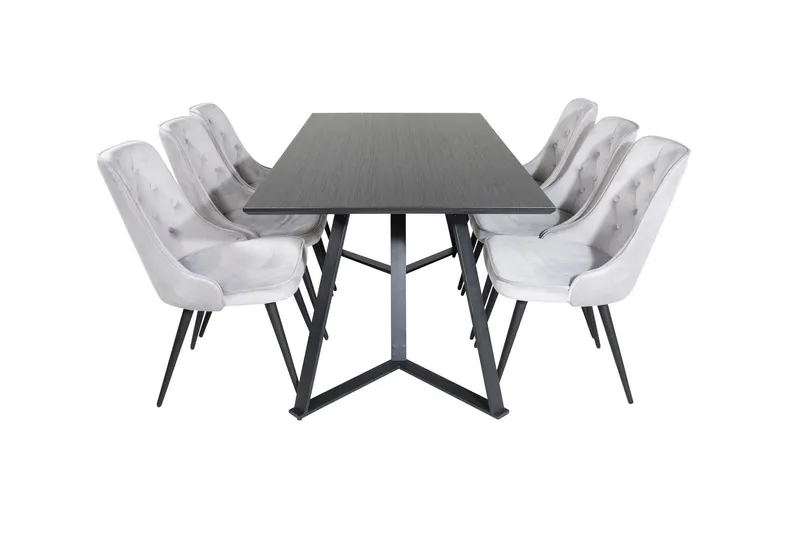 Marina Matgrupp 180 cm Rektangulär med 6 Velvet Deluxe stolar - Svart (Art.nr 3058739) — Venture Home