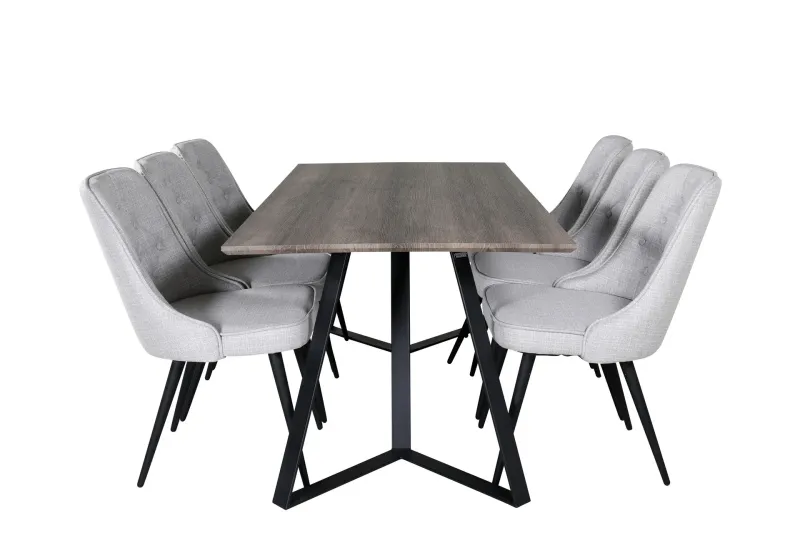 Marina Matgrupp 180 cm Rektangulär med 6 Velvet Deluxe stolar - Svart (Art.nr 3059026) — Venture Home