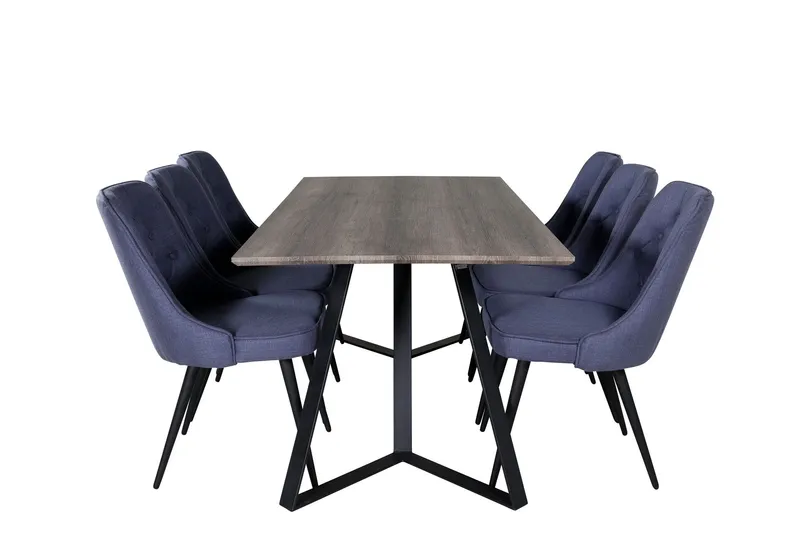 Marina Matgrupp 180 cm Rektangulär med 6 Velvet Deluxe stolar - Svart (Art.nr 3059166) — Venture Home