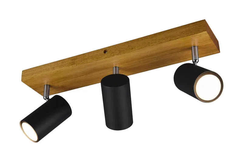 Marley spot 3L GU10 mattsvart/ trä - Matt svart/Natur — Trio Lighting