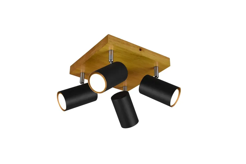 Marley spot 4L GU10 mattsvart/ trä - Matt svart/Natur — Trio Lighting