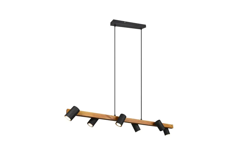 Marley Taklampa 115cm 6L 6xGU10 mattsvart/ trä - Matt svart/Trä — Trio Lighting
