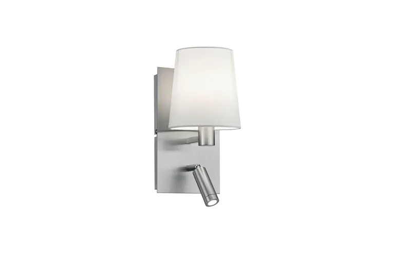 Marriot vägglampa E27 + LED borstad stål/ vit - Borstad stål/Vit — Trio Lighting