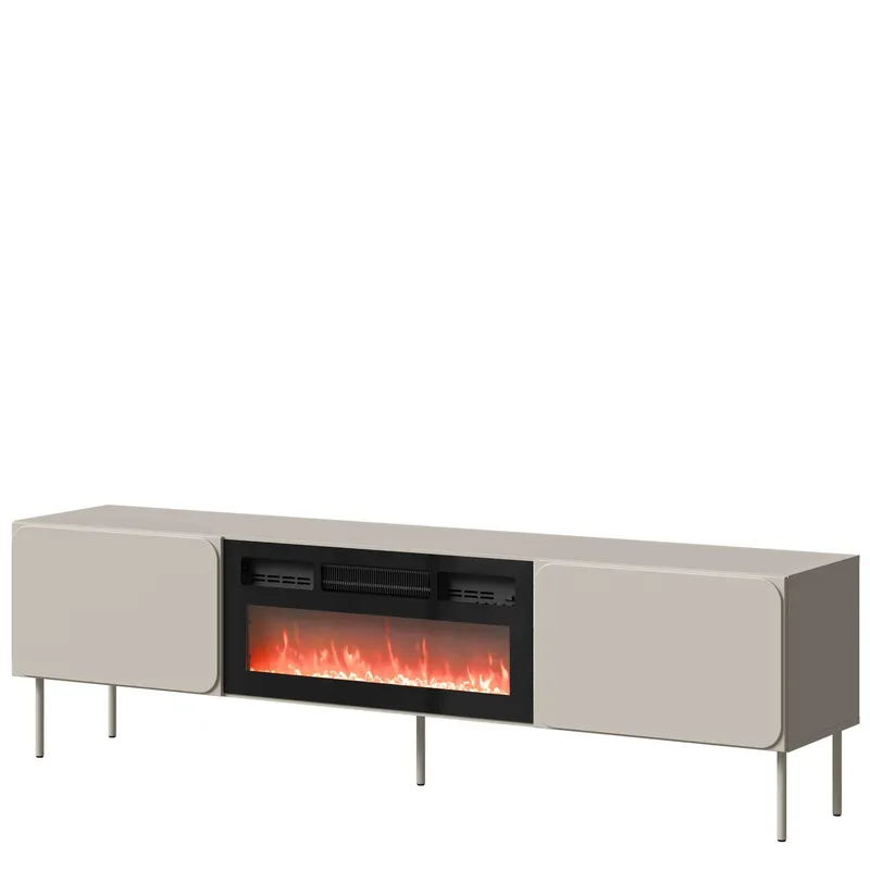 Marros Tv-bänk 200 cm med Elkamin - Beige — Beige