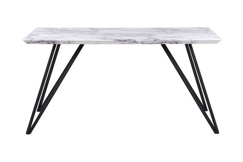 Matbord 150 x 80 cm marmor effekt/svart MOLDEN - Vit — Vit