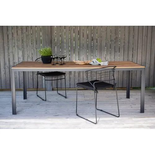 Matbord 205x90 cm i polywood och svart aluminium för uteplats | Break — -