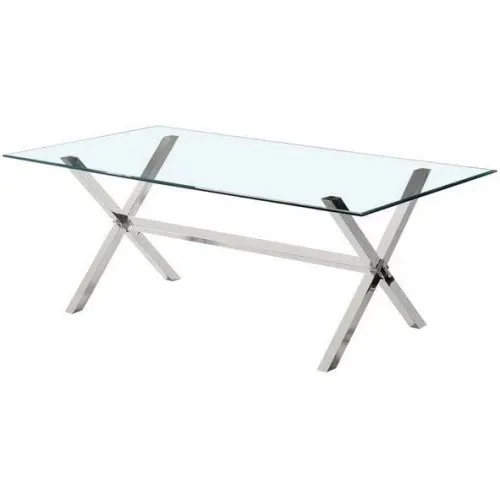 Matbord med vit glasskiva | Designbord med metallben | 200x95 cm — outl1.se