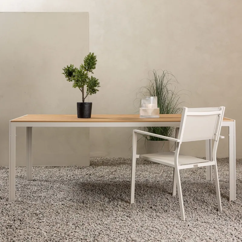 Matbord utomhus 205x90 cm \| Beige aintwood & aluminium \| Break