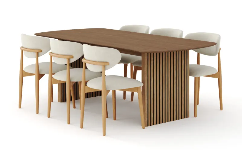 Matgrupp Bark Richeto med Molly stolar Ek/beige — Bark