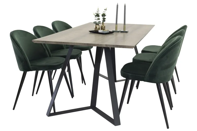 Matgrupp Granville 180 cm Rektangulär med 6 Longreone stolar - Svart (Art.nr 1766710) — Venture Home