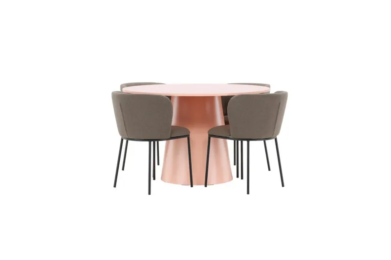 Matgrupp Lanzo Runt 120 cm Rosa med 4st Edina Stolar Svart / Brun - Svart / Brun — Venture Home