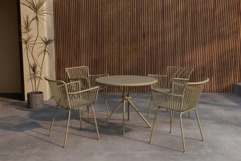 Matgrupp Sifnos 90 cm med 4 Stolar Utomhus - Beige — Venture Home