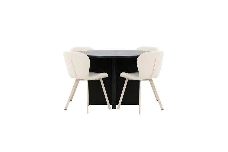 Matgrupp Strada Runt 120/170 cm Svart med Lilja Stolar 4 st - 4 st — Venture Home