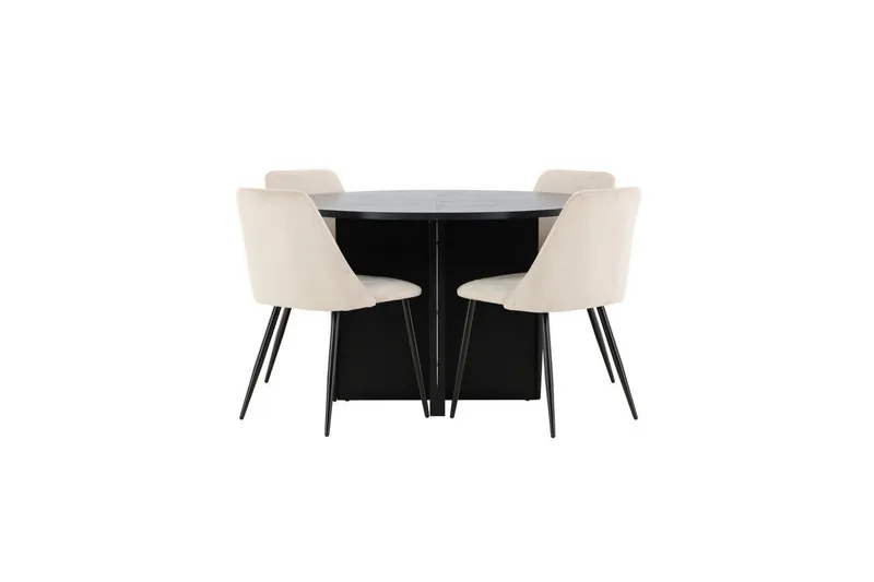 Matgrupp Strada Runt 120/170 cm Svart med Night Stolar 4 st - 4 st — Venture Home