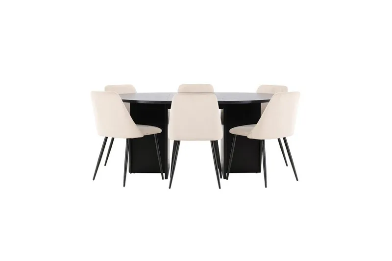 Matgrupp Strada Runt 120/170 cm Svart med Night Stolar 6 st - 6 st — Venture Home