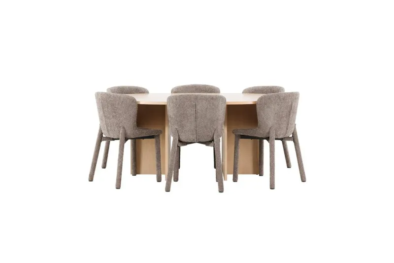 Matgrupp Strada Runt 120/170 cm Vit med Astoria Stolar 6 st, Brun - 6 st, Brun — Venture Home