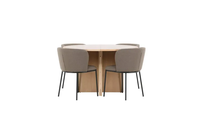 Matgrupp Strada Runt 120/170 cm Vit med Edina Stolar 4 st, Svart / Brun - 4 st, Svart / Brun — Venture Home