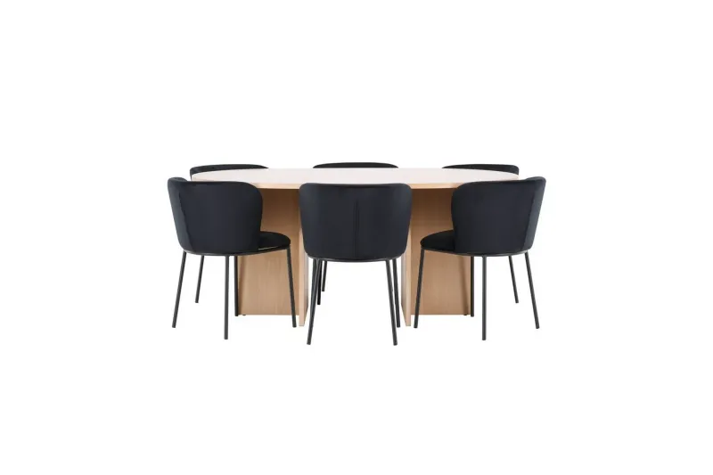 Matgrupp Strada Runt 120/170 cm Vit med Edina Stolar 6 st, Svart - 6 st, Svart — Venture Home
