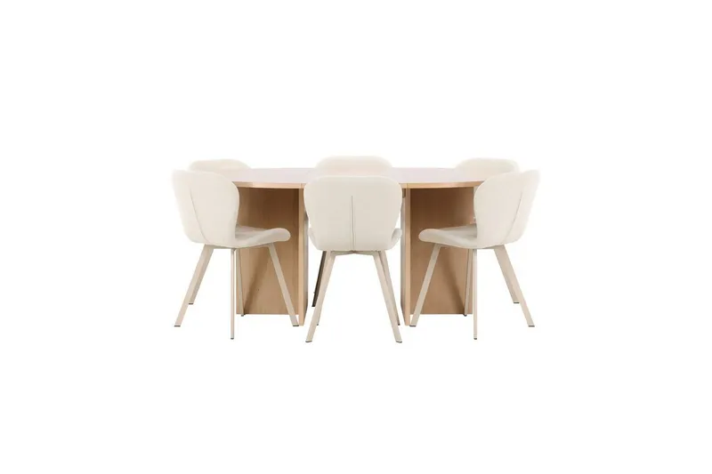 Matgrupp Strada Runt 120/170 cm Vit med Lilja Stolar 6 st - 6 st — Venture Home
