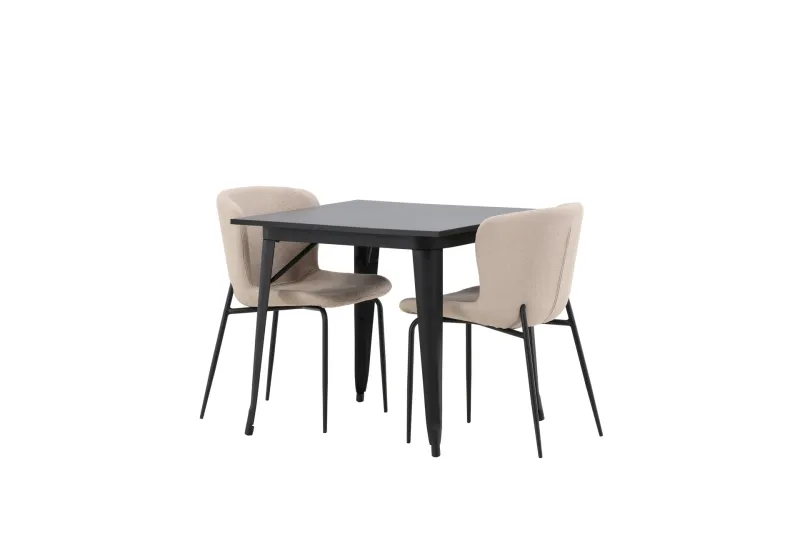 Matgrupp Tudera 80 cm Rektangulär med 2 Habesh stolar - Beige — Venture Home