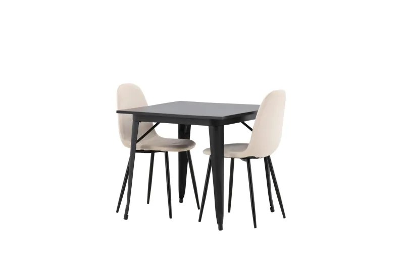 Matgrupp Tudera 80 cm Rektangulär med 2 Nicci stolar - Beige — Venture Home