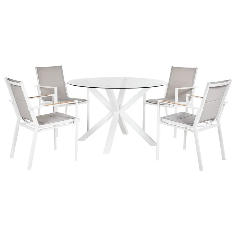 Matgrupp utomhus 4-Sits Maletto/Busseto - Vit/grå/transparent/brun — Vit/grå/transparent/brun