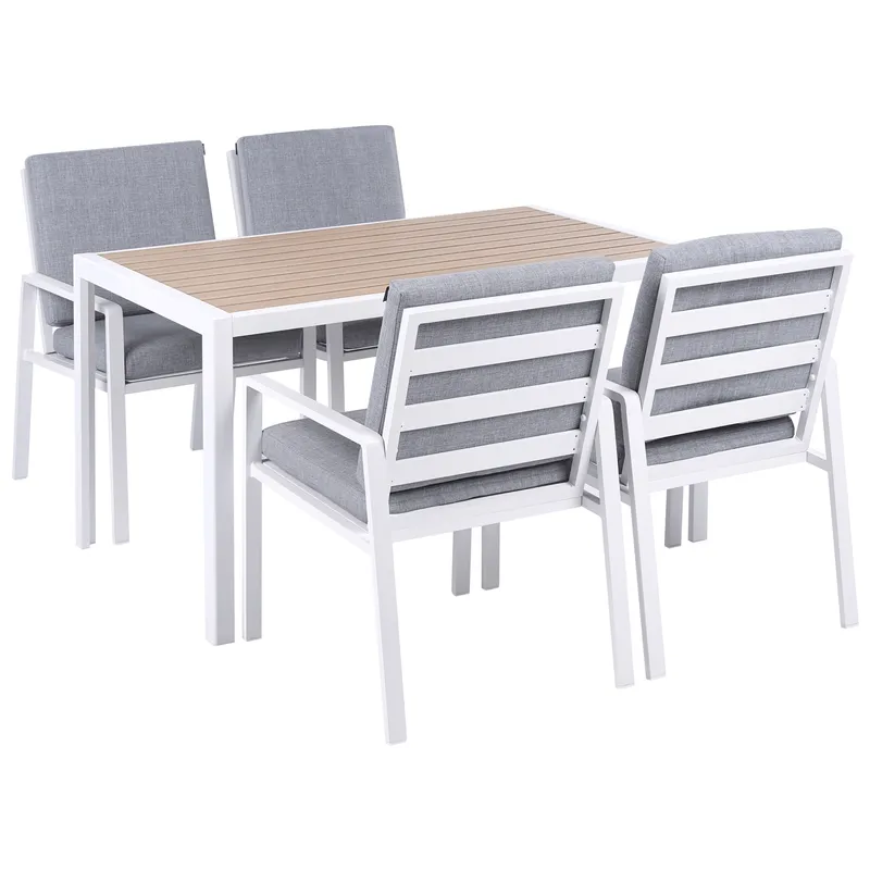 Matgrupp utomhus 4-Sits Visso - vit/grå/beige — vit/grå/beige