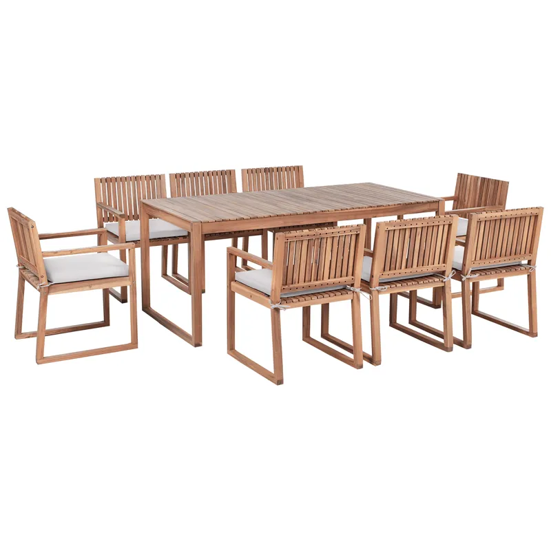 Matgrupp utomhus 8-Sits Sassari Premium med Kuddar Akaciaträ - Brun/Grå (Art.nr 3431947) — Brun/Grå