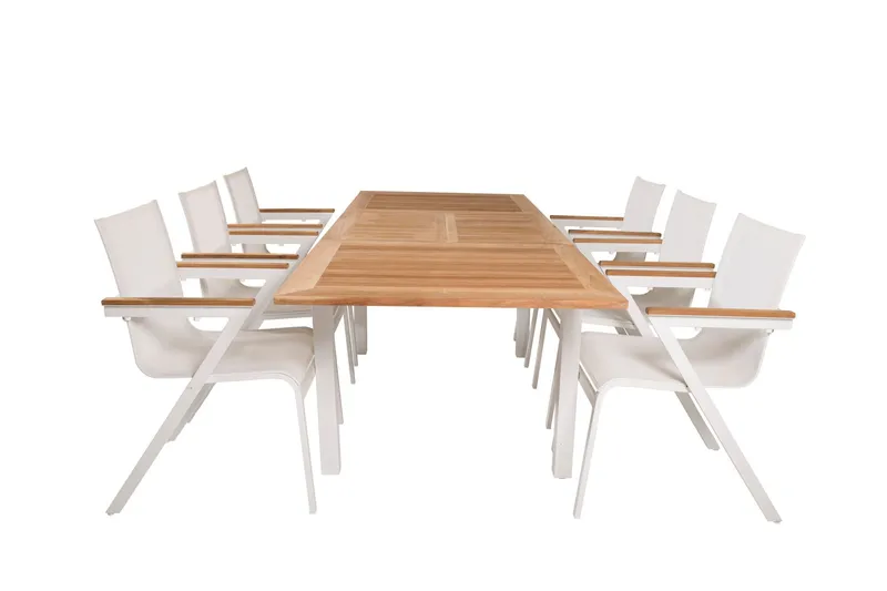 Matgrupp Utomhus Panama 160 cm Rektangulär med 6 Mexico Utestolar - Natur — Venture Home