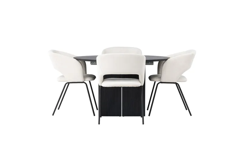 Matilda Matgrupp 130 cm Rund med 4 Day Stolar - Svart — Venture Home