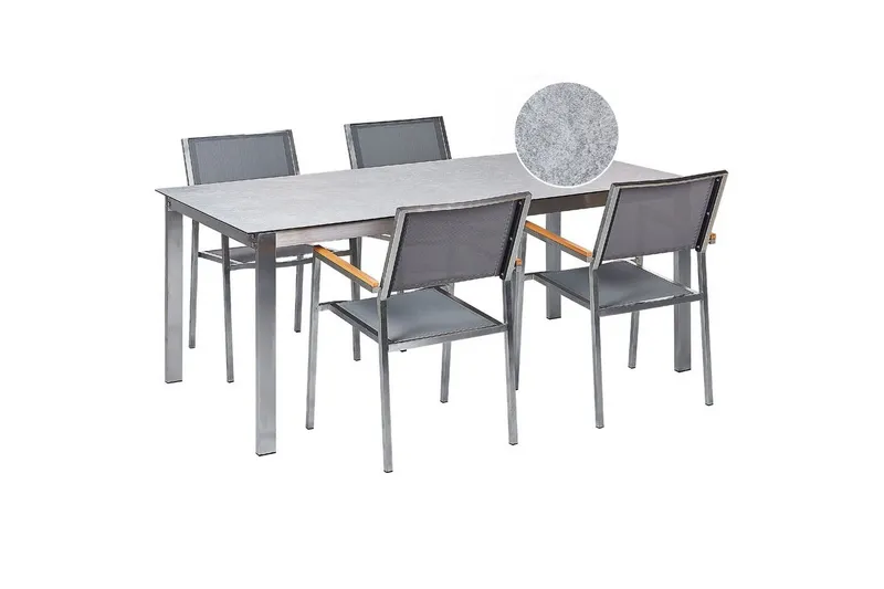 Matsalsset Cosoleto/Grosseto Grå/Silver, 4-Sits - Grå/Silver, 4-Sits — Grå/Silver, 4-Sits