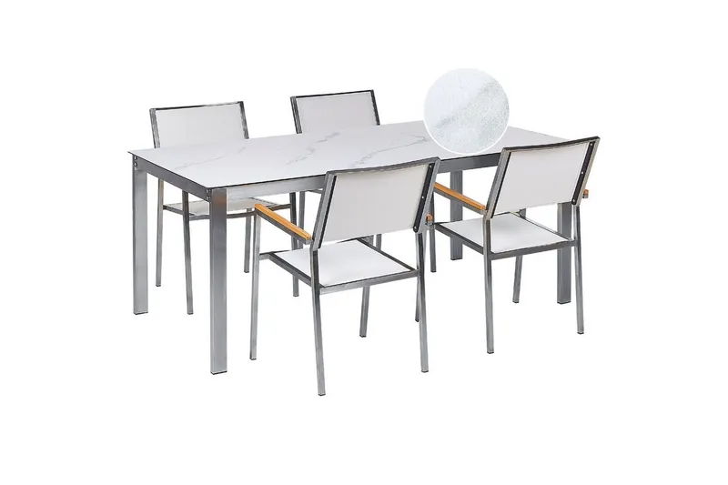 Matsalsset Cosoleto/Grosseto Vit/Silver, 4-Sits - Vit/Silver, 4-Sits — Vit/Silver, 4-Sits
