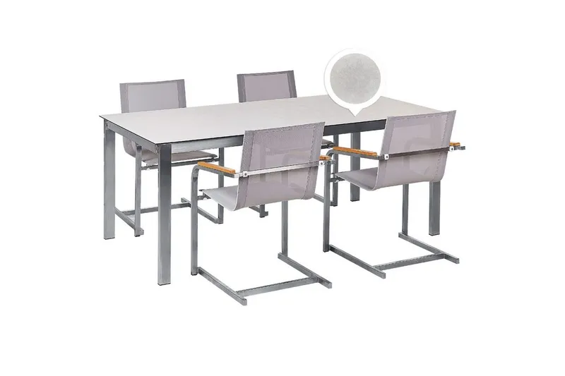 Matsalsset Cosoleto Vit/Beige/Silver, 4-Sits - Vit/Beige/Silver, 4-Sits — Vit/Beige/Silver, 4-Sits