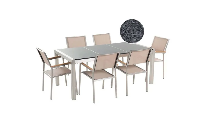 Matsalsset Grosseto Grå/Beige/Silver, 6-Sits - Grå/Beige/Silver, 6-Sits — Grå/Beige/Silver, 6-Sits