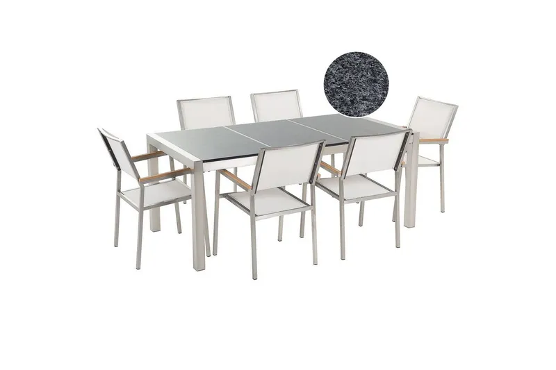 Matsalsset Grosseto Grå/Vit/Silver, 6-Sits - Grå/Vit/Silver, 6-Sits — Grå/Vit/Silver, 6-Sits