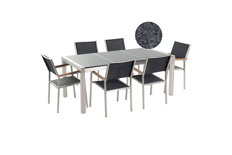 Matsalsset Grosseto Grafitgrå/Svart/Silver, 6-Sits - Grafitgrå/Svart/Silver, 6-Sits — Grafitgrå/Svart/Silver, 6-Sits