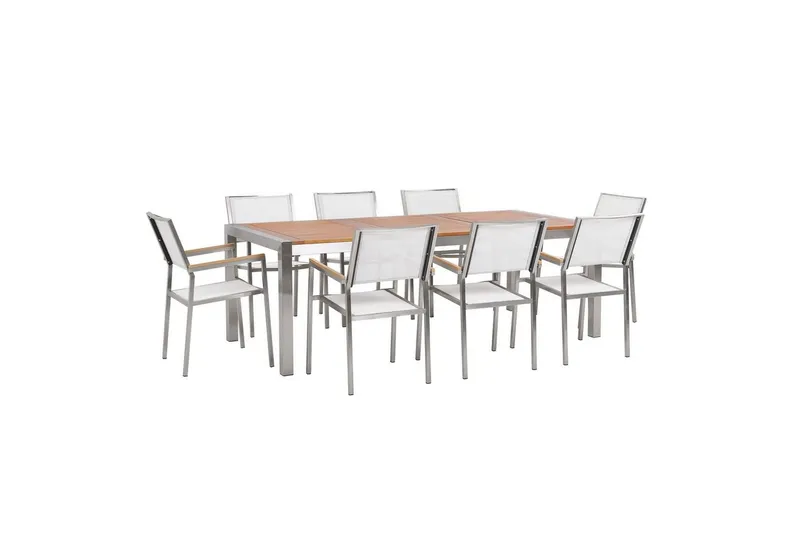 Matsalsset Grosseto Ljus trä/vit/silver, 8-Sits - Ljus trä/vit/silver, 8-Sits — Ljus trä/vit/silver, 8-Sits