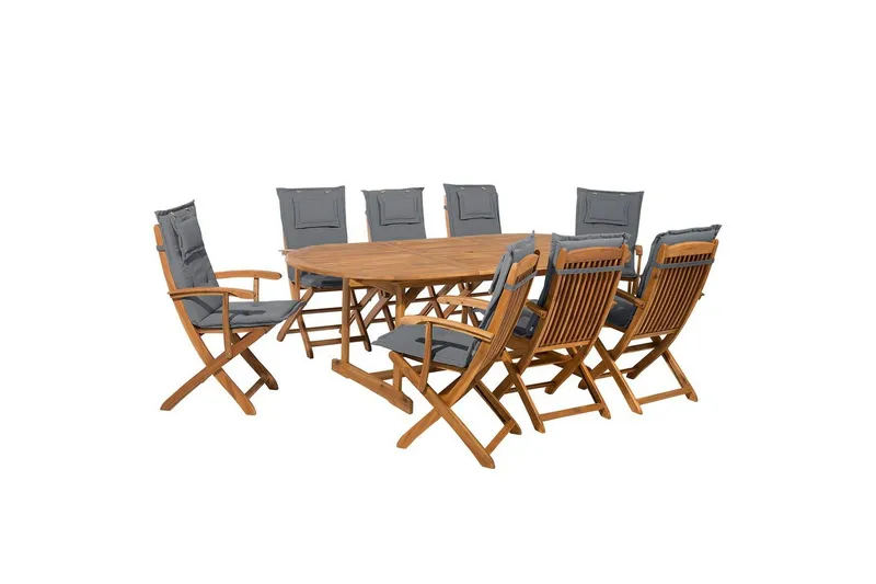 Matsalsset Maui 8-sits Grå/ljust trä - Grå/ljust trä — Grå/ljust trä