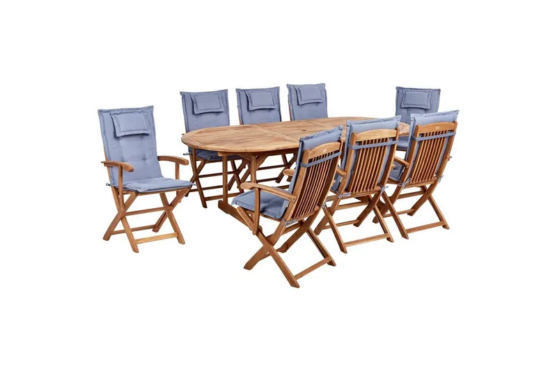 Matsalsset Maui II Ljus trä/blå, 8-Sits - Ljus trä/blå, 8-Sits — Ljus trä/blå, 8-Sits
