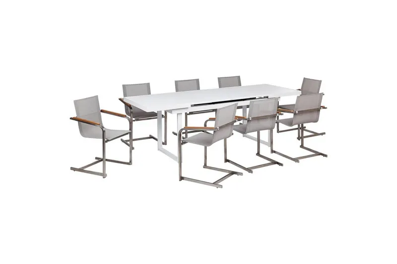 Matsalsset Valcanetto/Cosoleto Vit/Beige/Silver, 8-Sits - Vit/Beige/Silver, 8-Sits — Vit/Beige/Silver, 8-Sits