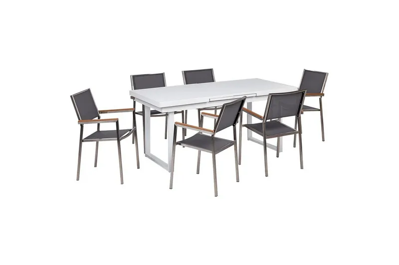 Matsalsset Valcanetto/Grosseto Vit/Grå/Silver, 6-Sits - Vit/Grå/Silver, 6-Sits — Vit/Grå/Silver, 6-Sits