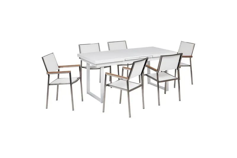 Matsalsset Valcanetto/Grosseto Vit/Silver, 6-Sits - Vit/Silver, 6-Sits — Vit/Silver, 6-Sits