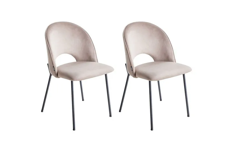 Matsalsstol Covelo set om 2 Beige-Svart - Beige-Svart — Beige-Svart