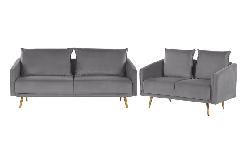 Maurana Soffgrupp 2-sits + 3-sits - Sammet/Grå — Sammet/Grå